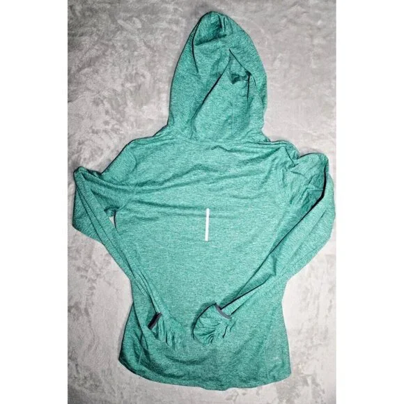 Nike Large Running Hoodie Teal Thumb Loop Finger Covers Pullover L - Picture 11 of 13